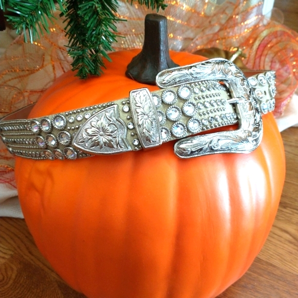 SOLD!!!!!!!!Kippy's Swarovski Crystal Rhinestone Champagne leather Authentic - Picture 3 of 12